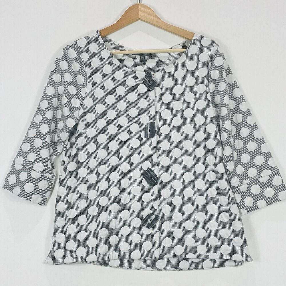 Shannon Passero Button Front Top Women XS Black White Polka Dot Mod Artisan Chic
